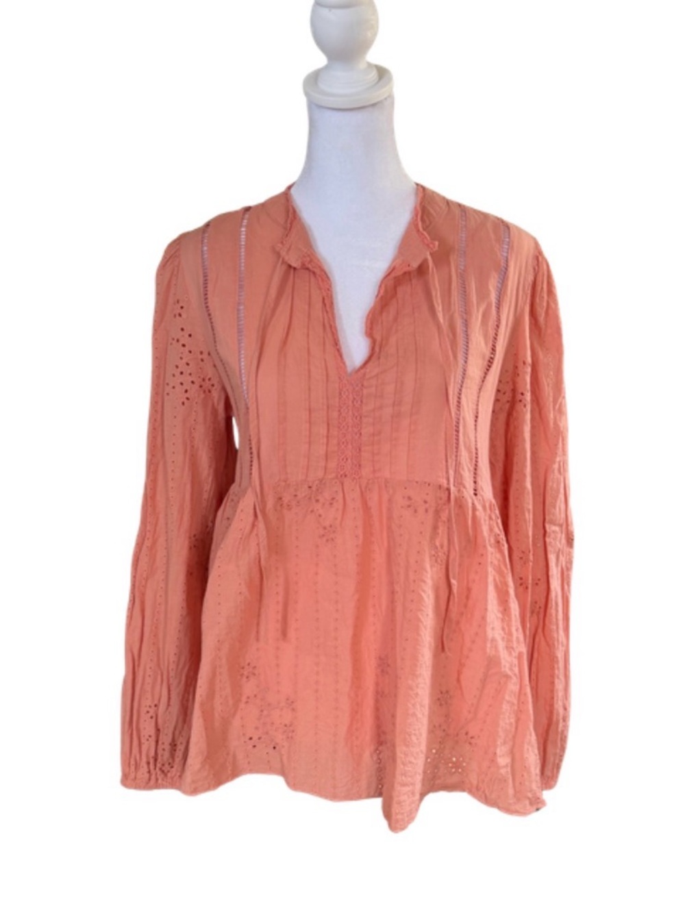 LIV Los Angeles Peach Embroidered Babydoll Blouse